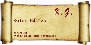 Keler Géza névjegykártya